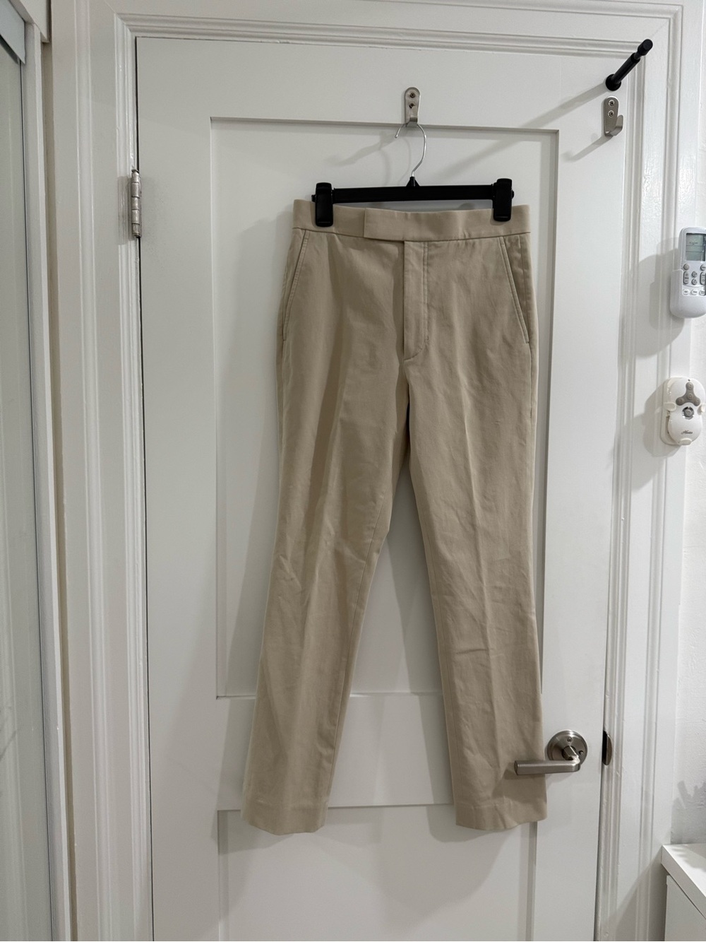 Helmut Lang khaki high-rise (13 inch) straight leg trousers (read)